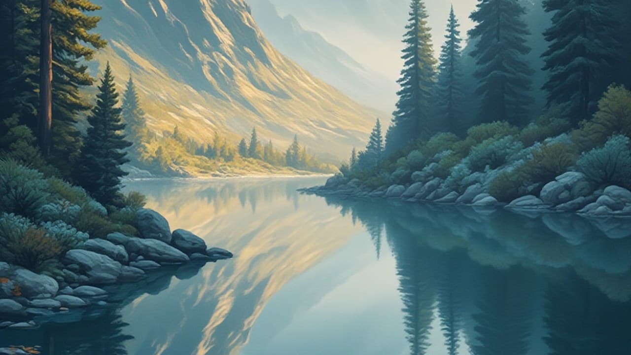 916_a Glassy Alpine Lake Beneath