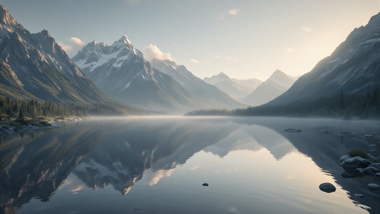 Calm Alpine Lake First Light