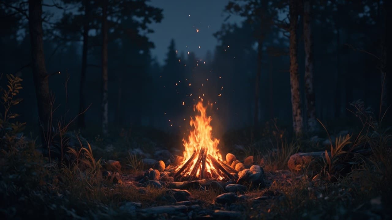 Cozy Campfire Warm Glowing Flam