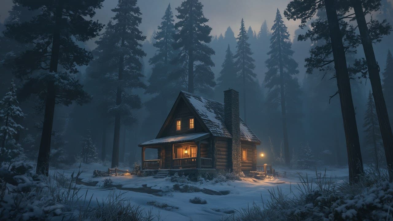 Lantern Lit Log Cabin Dwarfed