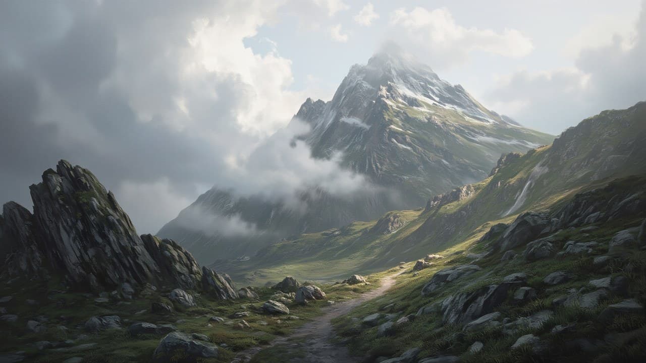 Lone Mountain Path Winding Up
