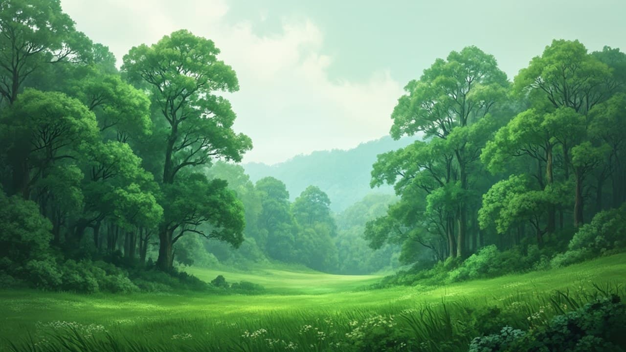 Lush Green Forest Tall Swaying