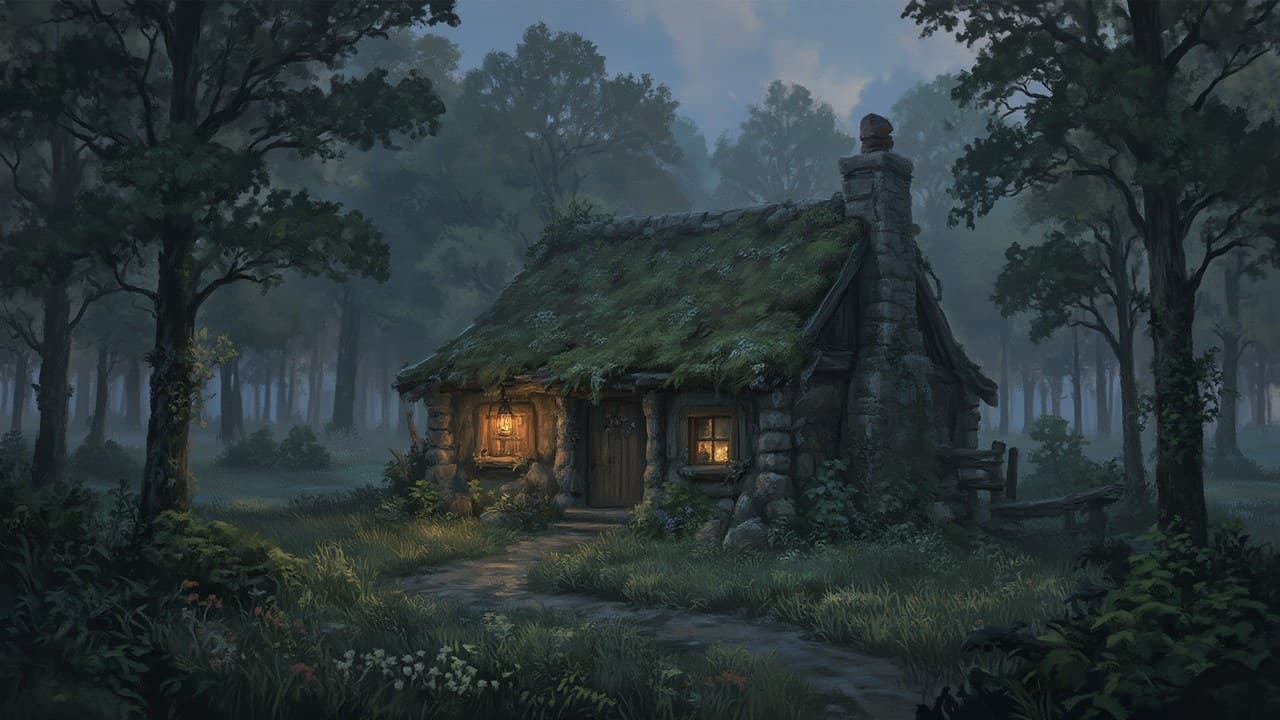 Moss Roofed Stone Woodcutter Hut