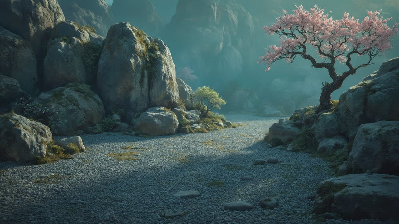 Quiet Zen Rock Garden Dawn