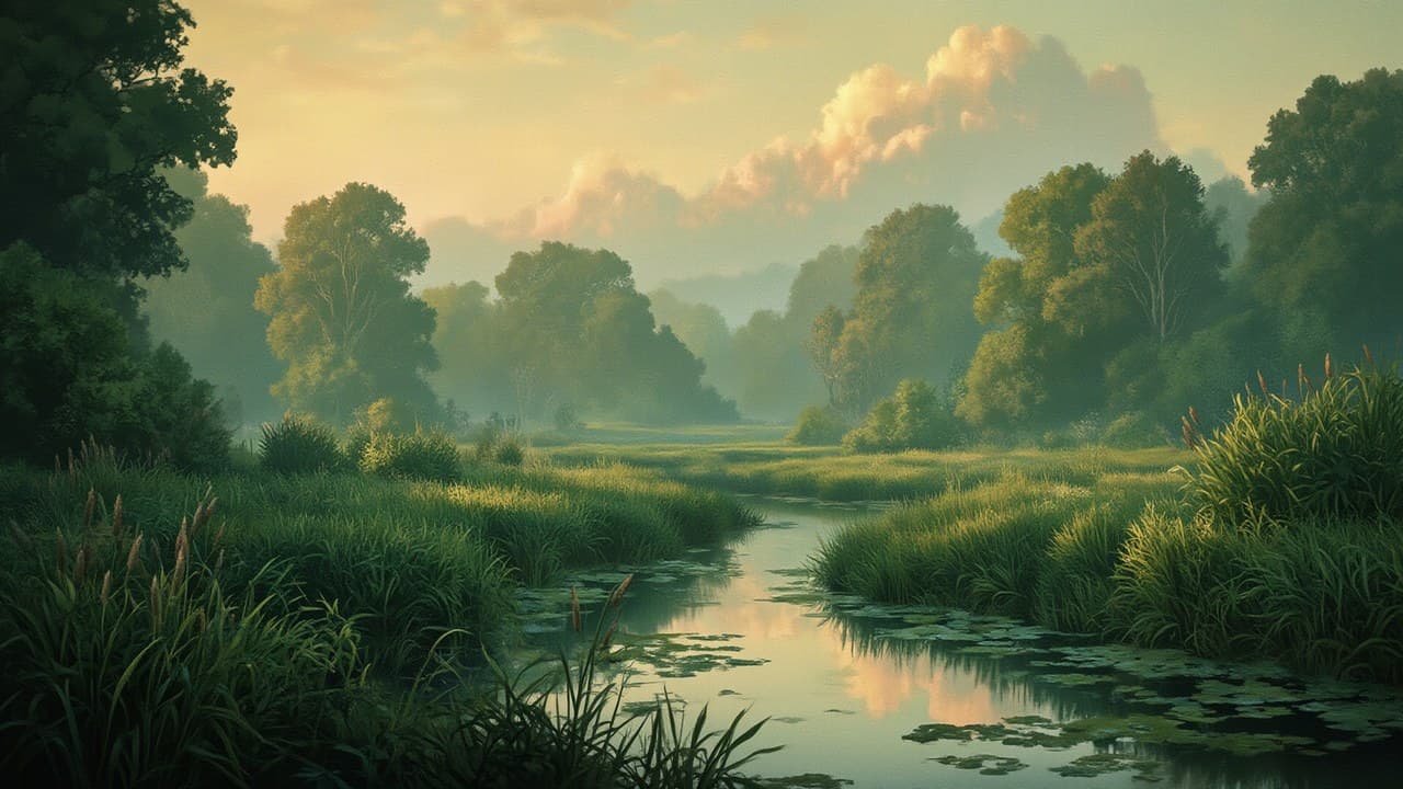 Slow Wide River Winding Through