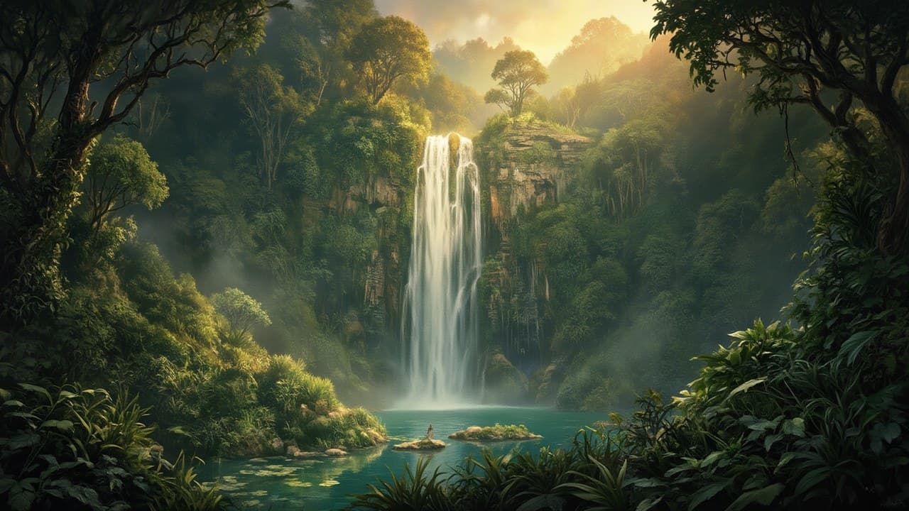 Terraced Jungle Waterfall Feeding St