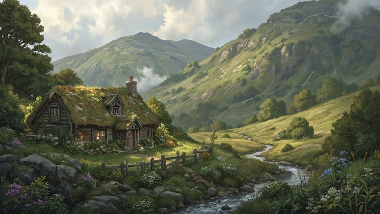 Turf Roofed Cottage Set Into
