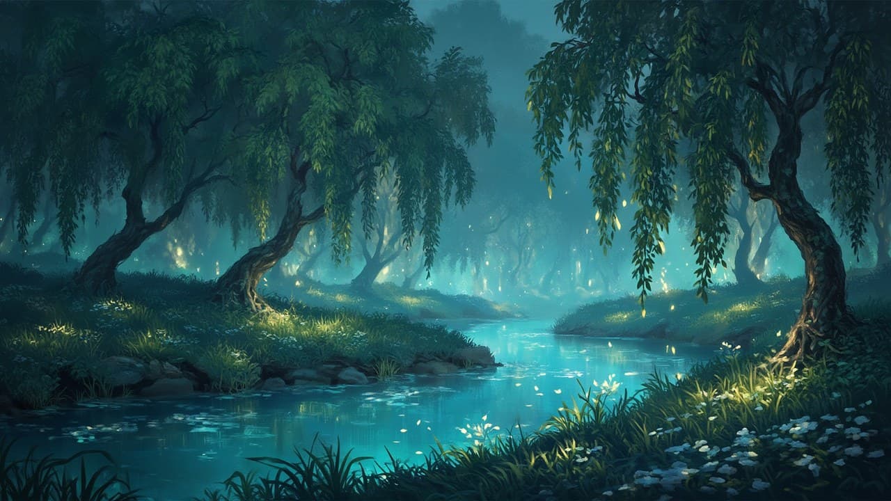 Ethereal Willow Grove Beside Calm