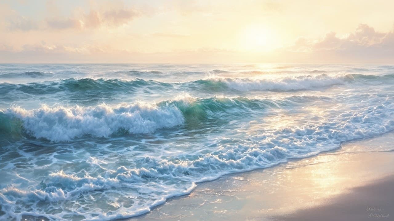 Gentle Ocean Waves Washing Onto