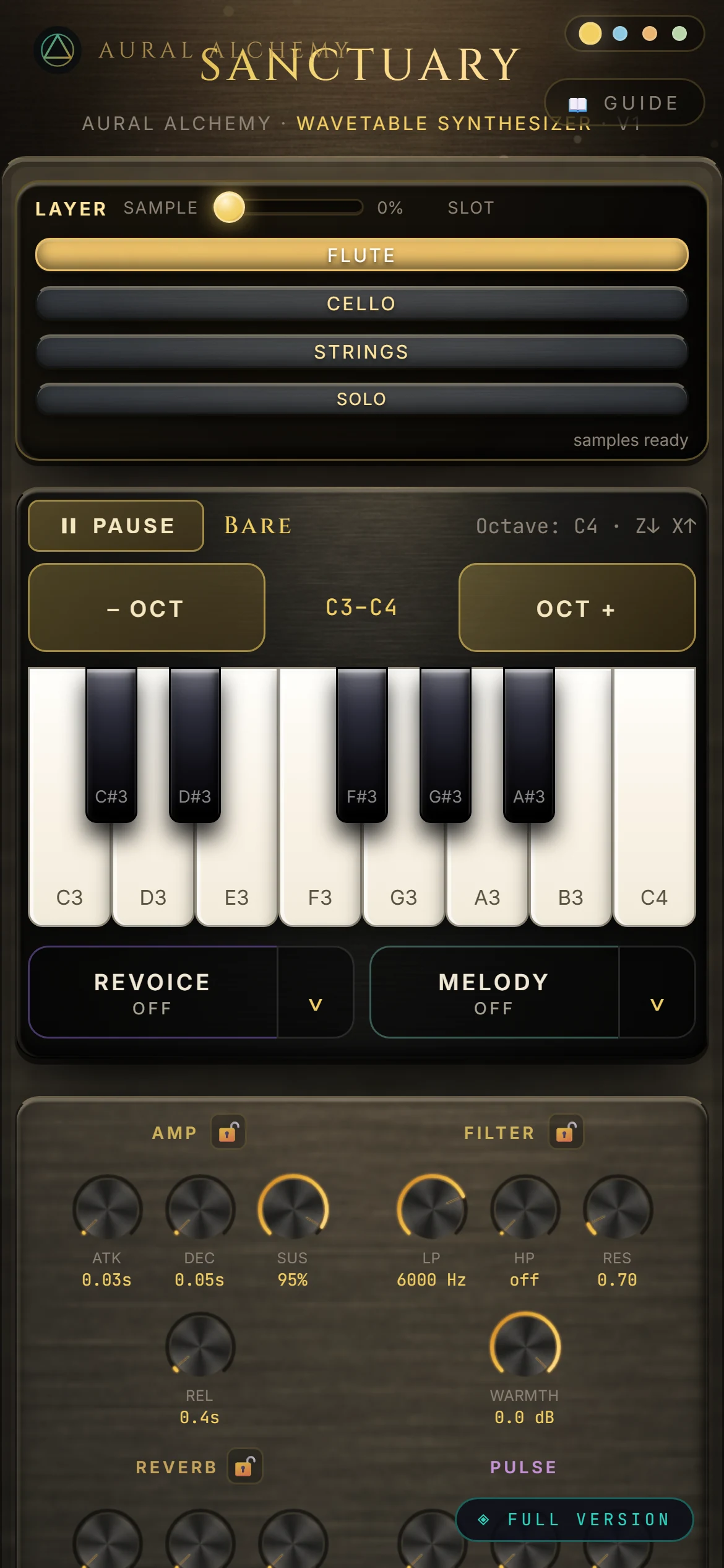 Sanctuary Synthesizer, screenshot